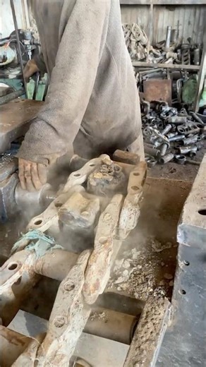 Excavator Track Chain Pin Removal #excavator #trackchain #restoration #shorts