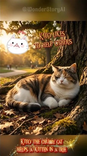Kito the chubby cat helps a kitten in a tree. #catshorts #catvideos #catlife #catstory #cats #cat