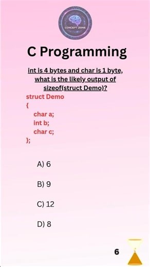 C Programming MCQ 🔥 | C Structure Padding 😱 | sizeof(struct) MCQ | Alignment Trick