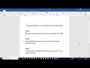 3 Styles of APA In-text formatting