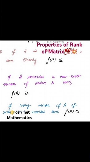 Properties of Rank of Matrix| Linear algebra |Vector Spaces #csirnetmaths #mathematics #education