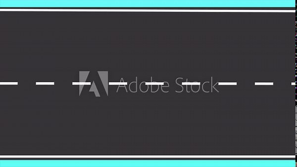 Animated highway driving concept. Moving asphalt road looping. Asphalt highway with road white markings background. Highway road with white markings and moving white middle lines.