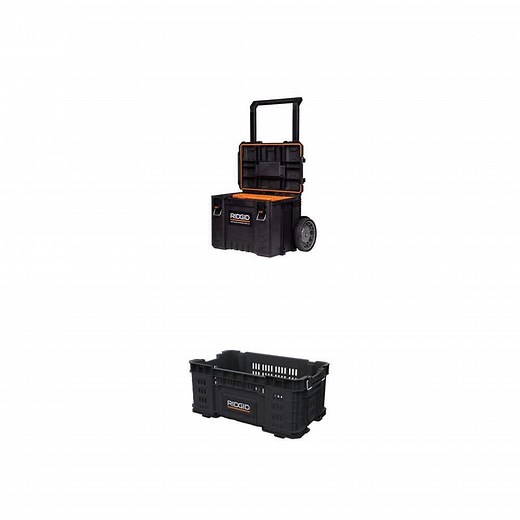 RIDGID Pro Gear System Gen 2.0 25 in. Rolling Tool Box with 9 in. Wheels and 22 in. Resin Box Combo - The Home Depot