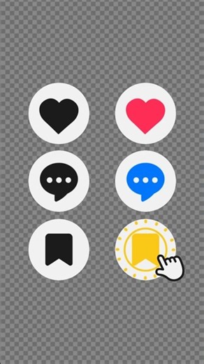 TikTok Like, Comment & Save Icons Transparent Background