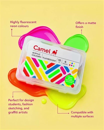 In a neon state of mind Camel Acrylic Colours - Fluorescent.