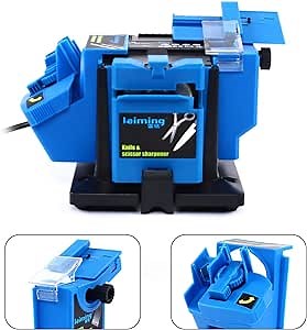 Electric Scissor Sharpener, Multitask Electric Sharpener Knife Scissor Drill Sharpening Machine Adjustable Angle Button（15~50°）Grinding Tool Use for Chisel, HSS Drill Scissor, 3mm~13mm