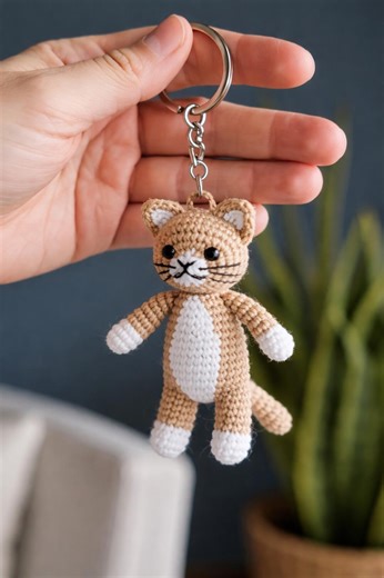 Amigurumi Cat Keychain Crochet Pattern PDF, Cute Mini Cat, Easy Beginner Tutorial, Kawaii Animal Charm, Instant Download - Etsy