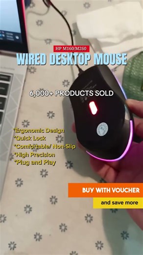 HP M160/M260 Wired Mouse High performance gaming mice 7 led color rainbow #ShopeeTagToWin