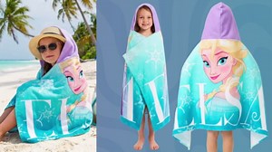 Disney Frozen Bath Towels with Hood for Girls, Soft Absorbent Cotton Beach Towel, Swimming Pool Hooded Poncho, Shower Bath Travel Elsa Anna for Girls Ages 2-6 (Blue Frozen)