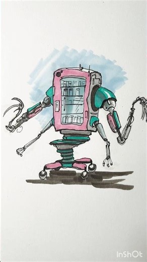 Designing a Robot from Imagination | Marker Sketch #doodling #sketching