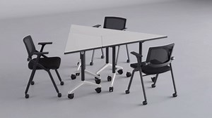 Folding Conference Table with Wheels,Modular Conference Room Tables,Modern T Shaped Training Table for Office Meeting,Flip Top Mobile Training Table Seminar & Collaboration Spaces (8, Walnut, L47.2in)