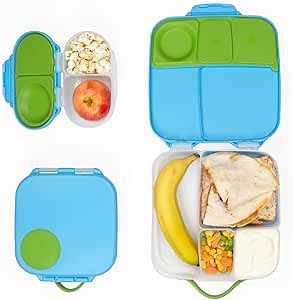 b.box Kids Lunch & Snack Containers. 3-Pack Set Includes Matching Oversized Bento Lunch Box, Mini Meal Boxes for Kids and Toddlers. School Supplies (Ocean Breeze)
