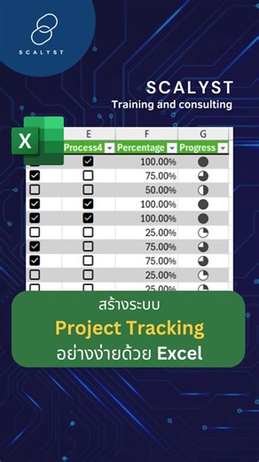 สร้างระบบ Project Tracking บน Excel ด้วย Checkbox &Conditional Formatting ✅👀⏳ #scalyst #excel #freelance #project #tracking #exceltips