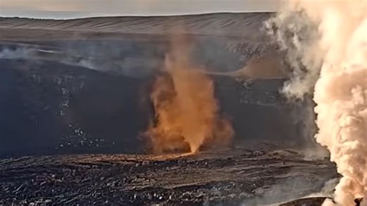 Rare 'dust devil' forms near Kīlauea lava vents after eruption episode