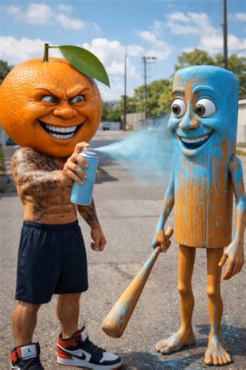 tung tung gets painted blue #italianbrainrot #tungtungtungsahur #tralalerotralala