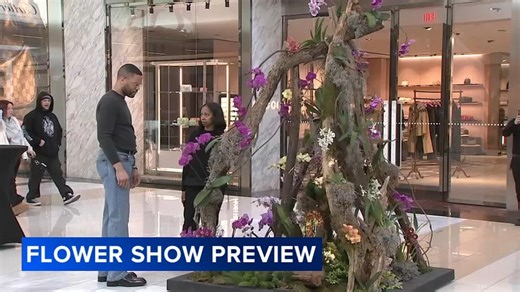 New Philadelphia Flower Show floral installation at the King of Prussia Mall