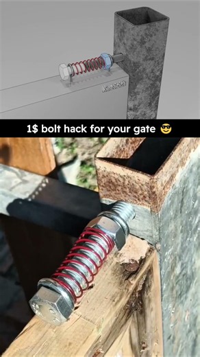 $1 DIY Spring-Loaded Gate Lock 🔩 #diy #engineering #mechanism