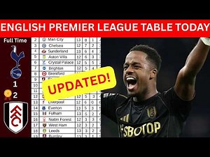 ✅ EPL TABLE TODAY UPDATED — FULL PREMIER LEAGUE STANDINGS AFTER MATCHWEEK 13