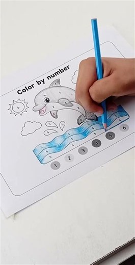 Dolphin Color by Number Challenge 🖍️ #coloring #creativekids #shorts