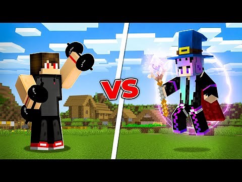 MUSCLES vs MAGIC battle in Minecraft!