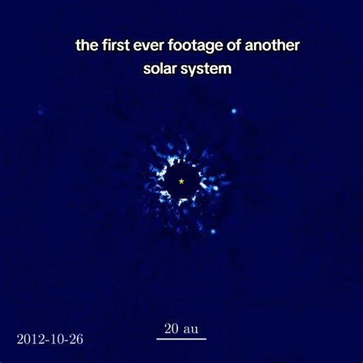 QuantumXparadoxx on Instagram: "Captured using advanced adaptive optics and coronagraphy, this image shows the HR 8799 planetary system, the first-ever directly imaged multi-planet system outside our Solar System. The central star (masked to block its glare) is orbited by four massive exoplanets-HR 8799 b, c, d, and e- each several times larger than Jupiter and orbiting at distances comparable to or greater than those of our guter planets. This historic observation, made on January 12, 2013, pro