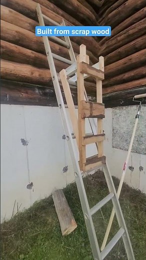 DIY Ladder Jack, easiest way to work from a ladder #ladder #tools #tooltips #carpentry #masonry #diy