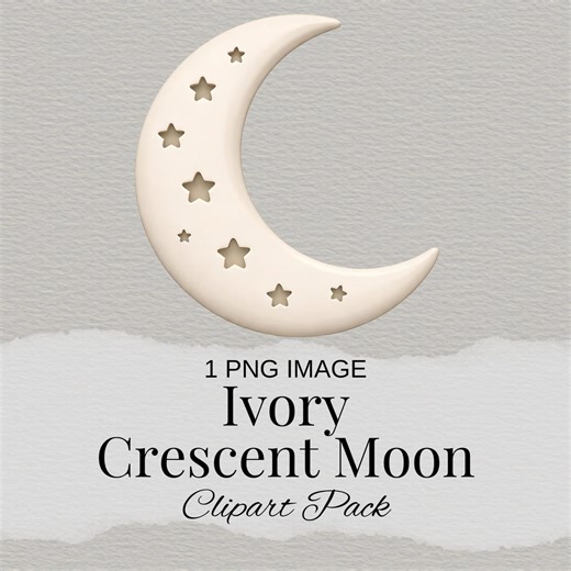 Ivory Crescent Moon Clipart | Moon PNG | Celestial Illustration - Etsy Australia