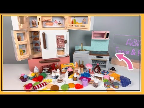 Organizing & Unboxing Mini Fridge + Lori Kitchen 🧊 | ASMR Mini Food 🍓 No Talking