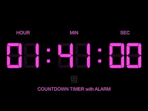 1 Hour 41 Minute Countdown Timer with Alarm Start and Finish time , glowing Digital Clock Timer Free