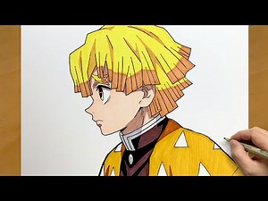 How to Draw Zenitsu Agatsuma from Demon Slayer || Easy Anime Drawing || Step by Step