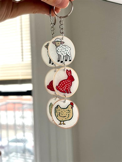Hand Painted Farm Animal Keychain – Bunny Lamb Chicken Charm – Easter Keyring – Shrink Plastic Bag Charm – Cute Spring Gift - Etsy
