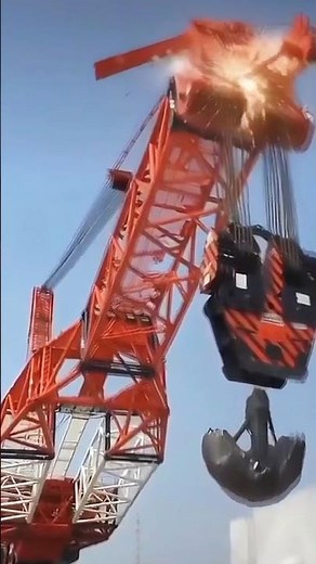🏗️Operator Error: Giant Construction Crane Explodes on The Air! #fail #construction #crane #engineer