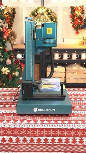 The UV Laser Can Easily Customize Xmas Beer Glass - Sculpfun V5 UV Laser & Rotary