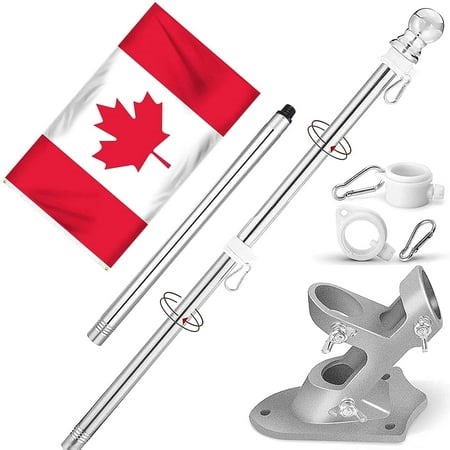 6 Foot Flagpole Kit for Canada Flag, Metal Flag Pole with Flag Holder and Rings for Residential House Yard Garden Commercial (Silver-E) - Walmart.ca