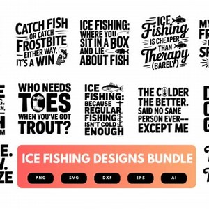 Ice Fishing SVG Bundle | Winter Fishing Quotes , Angler Cut Files for Cricut & Sublimation - Etsy