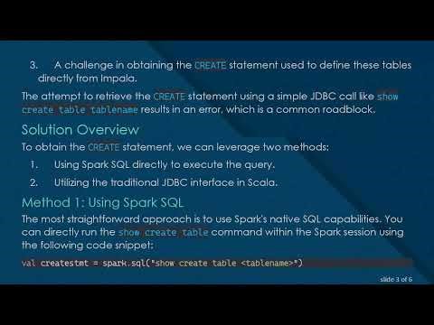 How to Fetch the CREATE Statement of Tables in Impala Using Spark with JDBC