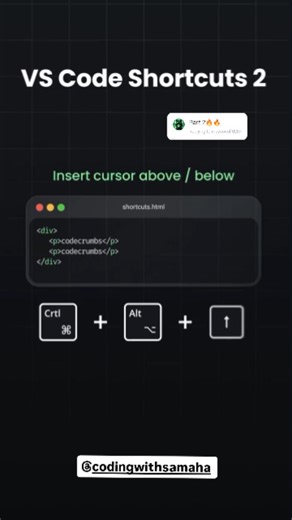 Crezia Crezia on Instagram: "VS Code Shortcuts 2 Part #2 #codingwithsamaha #foryoupagereels #boostyourreel #exploremore #viralcreator #explorepage #foryoupage #codinglife #pythoncode #pythonprogramming #LearnPython #learncoding #shortcuts #python #vscode #viral #boostvibes #beginner #PythonDeveloper #pythonsofinstagram #pythontricks #pythonlearning #learncoding #ProgrammersLife #foryoupagereels"