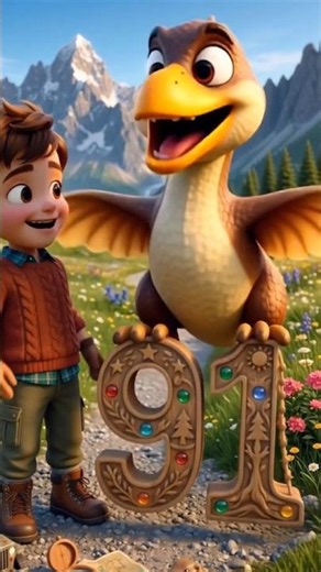 Dinosaur Bird Learns Number 91! 🦖🐦🔢 #kidsshorts #kidslearning #ytfeeds