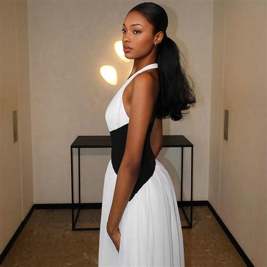 Western Halter Neck Fitted Top Formal Wedding Backless Summer French Style Ladies Elegant Sleeveless Casual Dress for Women