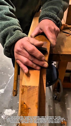 Wood Planing Process Using a Hand Plane for Smooth and Precise Wood Surfaces.