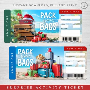 Vacation Surprise Trip Ticket︱christmas Surprise Holiday Gift ︱vacation Gift Voucher - Etsy UK
