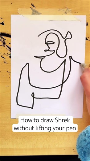 How to draw Shrek in one single line without lifting your pen #arttutorial #lineart #drawing