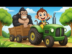Monkey Funny Fixes Tractor and Plows Beet Field - Farm Work | MonKey Cartoon