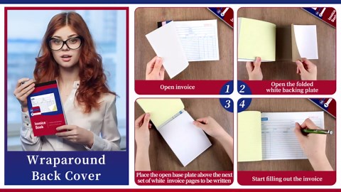 gisgfim 3 Pads Invoice Book for Small Business Invoice Receipt Book 2-Part Carbonless Invoices Work Order Receipt Book with Invoice Sheets 5-3/25 x 7-12/25 Inch Consecutively Numbered 50 Sets per Book