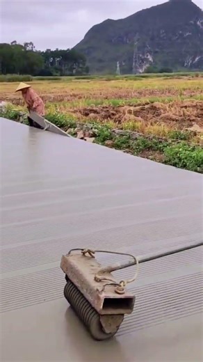 cool tool for making grooves or parallel lines on newly poured roads #shorts
