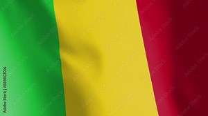 Flag of Mali animated background. Symbol of the Malian nation and the culture. Waving flag in the wind footage.