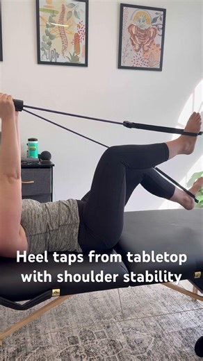 Heel taps from tabletop with shoulder stability