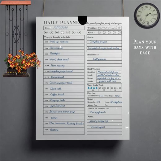 Simple Daily Planner Printable, Daily Schedule & Productivity Planner To-do List Template, Minimalist Goal Planner, Instant Digital Download - Etsy