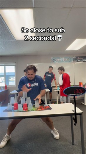 So close to sub 2 seconds!💀 #sportstacking #cupstacking #speedstacking #speedstacks #fast