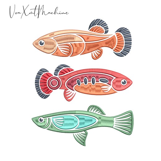 Tropical Fish Embroidery Design, Colorful Aquarium Fish Trio Marine Illustration, Ocean Sea Life Theme - Etsy